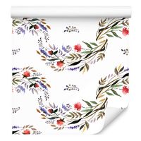 Tapeta do jadalni wiosenne kwiaty zioła akwarela