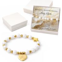 Bransoletka Damska Różaniec Agat Serduszko Grawer Prezent na Bierzmowanie