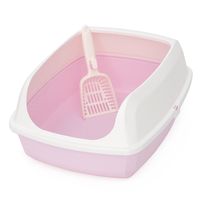 Kuweta dla kota LEO XL 56x42x23 cm z wysokim brzegiem i łopatką | Różowa