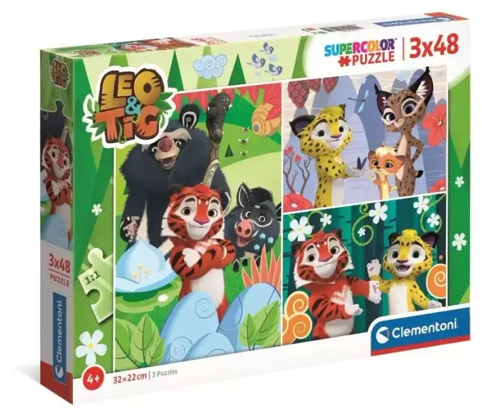 Puzzle 3x48 elementów. Super Kolor. Leo i Tig zdjęcie 1