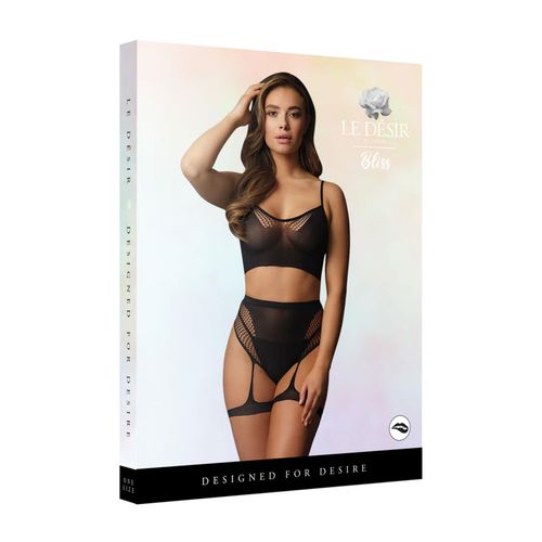 2-Piece Bra Set With Garters - One Size - Black na Arena.pl