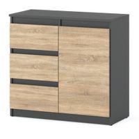 Komoda Nowoczesna 3 Szuflady Agnes 80cm Młodzieżowa Do Salonu Szara Sonoma