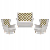 Zestaw uszak CAROL DUO sofa fotele Family Meble biało - złoty