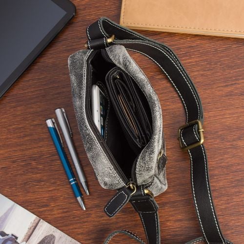 skórzana listonoszka męska wild tiger - czarna na Arena.pl