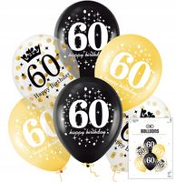 ZESTAW BALONÓW Z KONFETTI NA 60 URODZINY JUBILUSZOWE DEKORACJA URODZINOWA