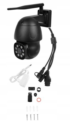 ZEWNĘTRZNA CZARNA BEZPRZEWODOWA KAMERA WIFI OBROTOWA IP 4MPX TUYA SMART DVS na Arena.pl