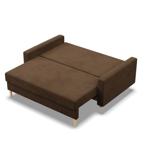 Sofa rozkładana, MILO, Mikrofaza, 152x92x92 cm, brązowy | TYLETEGOTU na Arena.pl