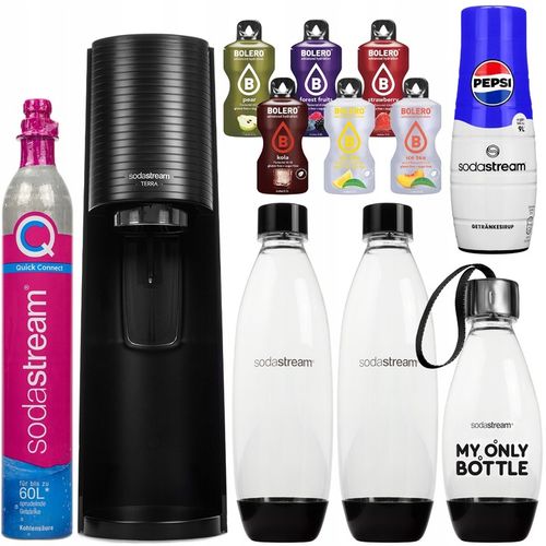 SATURATOR DO WODY SODASTREAM TERRA CZARNY 3 BUTELKI + SYROP PEPSI + DODATKI na Arena.pl