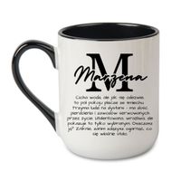 KUBEK Z IMIENIEM "MARZENA" Wzór - Elegant Coffee Czarny 330 ml