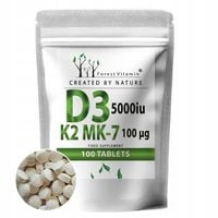 WITAMINA D3 5000iu + K2 MK-7 100mcg 100 tab MOCNA WYSOKA ODPORNOŚĆ ZDROWIE