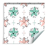 Tapeta Dla Dzieci - Szczęśliwe Kolorowe Gwiazdki