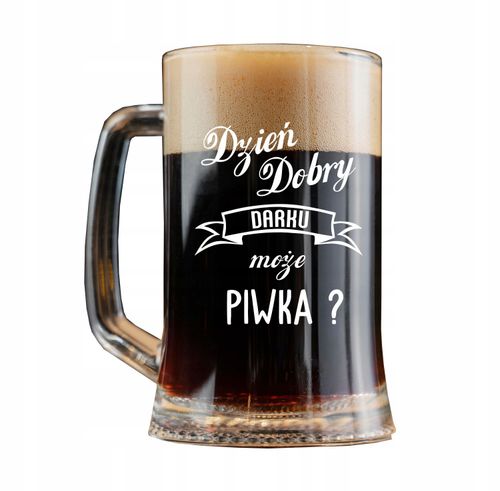 duży szklany KUFEL do Piwa PREZENT dla męża chłopaka taty z grawerem na Arena.pl