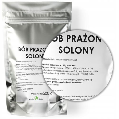 BÓB PRAŻONY SOLONY chrupiąca przekąska 500g na Arena.pl