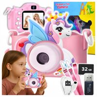 APARAT CYFROWY DLA DZIECI JEDNOROŻEC SELFIE KAMERA+KARTA 32GB MENU PL