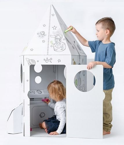 ZABAWKI DLA DZIECI KREATYWNA RAKIETA KOSMICZNA KARTONOWA DO MALOWANIA na Arena.pl