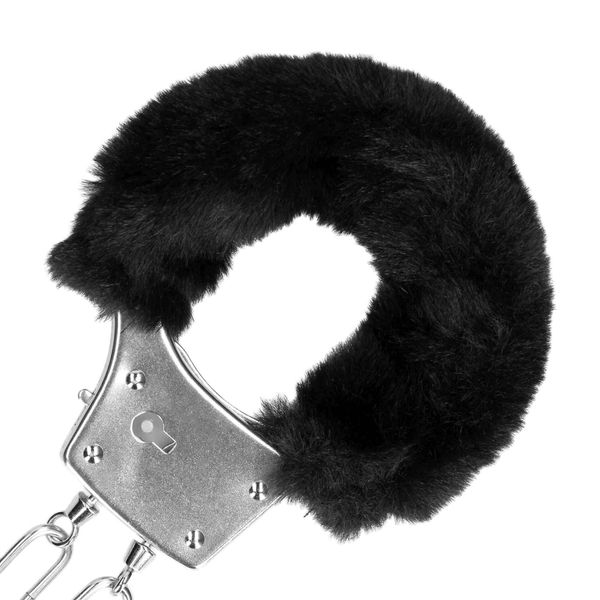 Furry Metal Hand Cuffs - Black zdjęcie 6