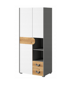 Nowoczesna Szafa 2 Drzwi 2 Szuflady Grafit 80 cm KARO DL