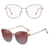 2w1 Okulary damskie do komputera + nakładka przeciwsłoneczna na magnes Clip