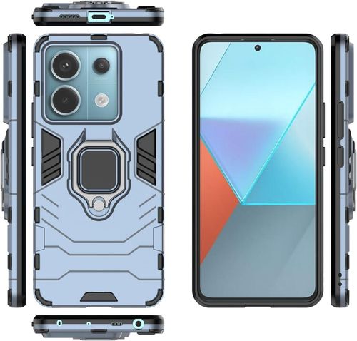 Etui Redmi Note 13 Pro 5G pancerne uchwyt ring szkło 2x  Jasnoniebieskie na Arena.pl
