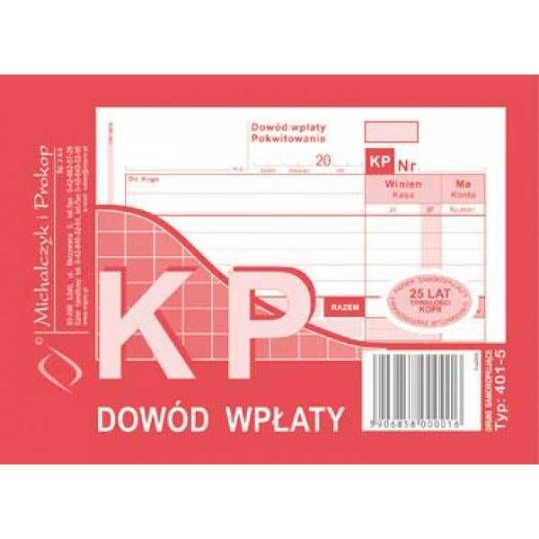 DRUK 401-5 KP DOWÓD WPŁATY zdjęcie 1