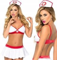 SEXY KOMPLET KOSTIUM STRÓJ PIELEGNIARKI PANIEŃSKI ZESTAW EROTYCZNY BIELIZNY