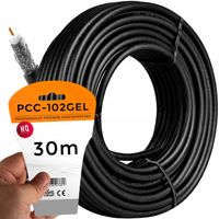 KABEL ANTENOWY KONCENTRYCZNY CZARNY ŻEL Cu PRZEWÓD ZEWNĘTRZNY ZIEMNY 4K 30M