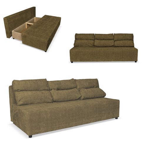 Kanapa sofa KIMO funkcja spania pojemnik Ramona brązowy welur na Arena.pl