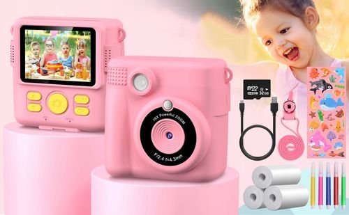 APARAT POLAROID NATYCHMIASTOWY DLA DZIECI FILMÓW ZDJĘĆ DRUK TERMICZNY 32GB na Arena.pl