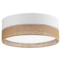 Okrągły plafon jutowy Linobianco 6577 TK Lighting z tkaniny brązowa biała