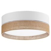 Okrągły plafon jutowy Linobianco 6577 TK Lighting z tkaniny brązowa biała