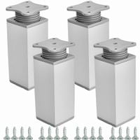 Nóżka nóżka stopka meblowa 40x40, H-100mm, regulacja, Aluminium mat, 4 szt