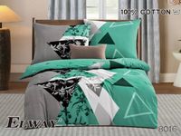 Pościel ELWAY satyna bawełniana 160x200cm ZIELONE TRÓJKĄTY 8016