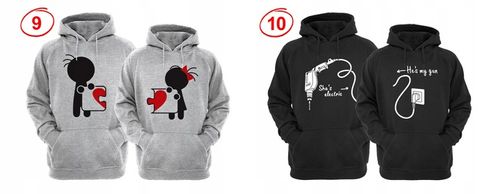 ZESTAW DWÓCH BLUZ Z KAPTUREM DLA ZAKOCHANYCH PAR na Arena.pl