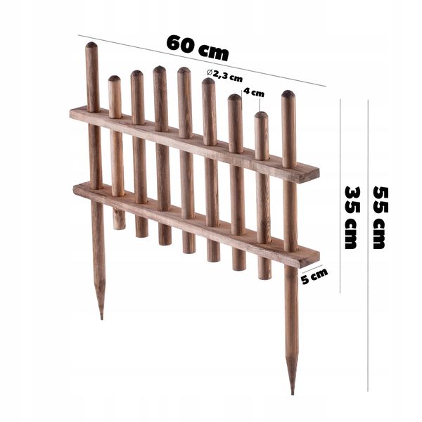 KADAX Płotek Ogrodowy Drewniany Palisada 60cm zdjęcie 3