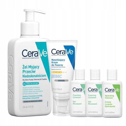 CeraVe Nawilżający Krem do Twarzy SPF 50 52ml, Żel Myjący 236 ml + prezent na Arena.pl