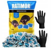 TRUTKA PASTA NA MYSZY I SZCZURY RATIMOR NIEBIESKI 1 KG + RĘKAWICZKI