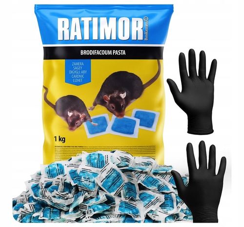 TRUTKA PASTA NA MYSZY I SZCZURY RATIMOR NIEBIESKI 1 KG + RĘKAWICZKI na Arena.pl