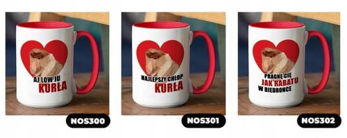 DUŻY Kubek XXL Czerwon Prezent na WALENTYNKI Wzory na Arena.pl