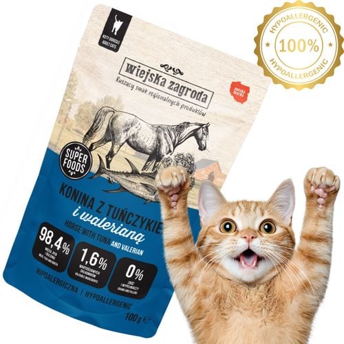 karma mokra dla kota konina z tuńczykiem i waleriana 100g wiejska zagroda na Arena.pl