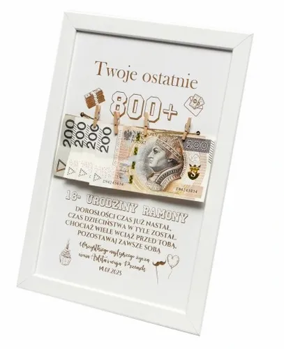 RAMKA prezent 18 URODZINY widzisz TWOJE ostatnie 800+ plus na Arena.pl