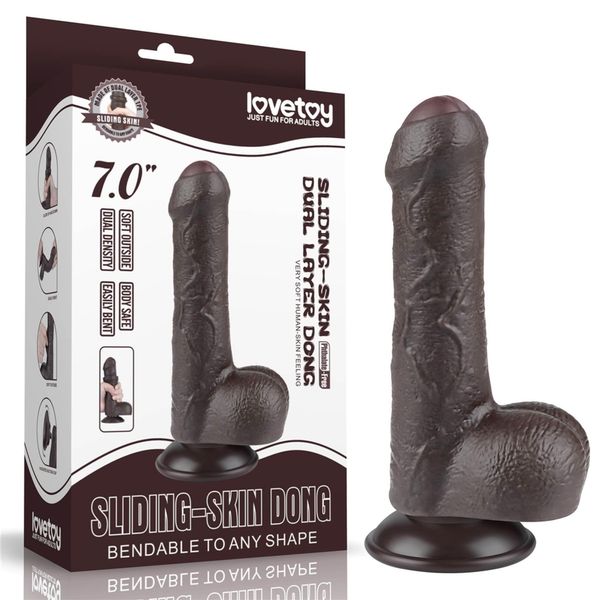 7'' Sliding Skin Dual Layer Dong Black zdjęcie 1
