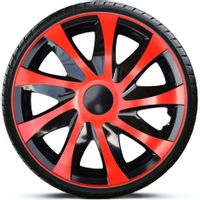 4x Kołpaki 15 DRACO CZARNO CZERWONE TUNING