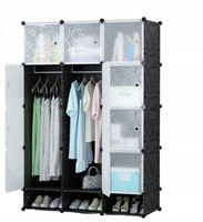 DUŻA SZAFA MODUŁOWA REGAŁ GARDEROBA 12X SZAFKA CZARNA SKŁADANA POJEMNA