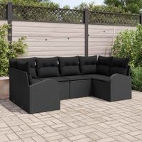 Zestaw Sof na Ogród z poduszką 6 pcs Czarny Rattan poli