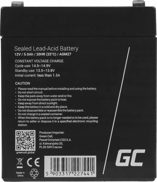 Green Cell Akumulator 12V/5Ah (AGM27) zdjęcie 2