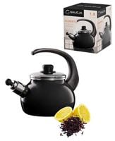 Czajnik emaliowany z gwizdkiem ALBERTO 1,8 l gładki czarny indukcja gaz