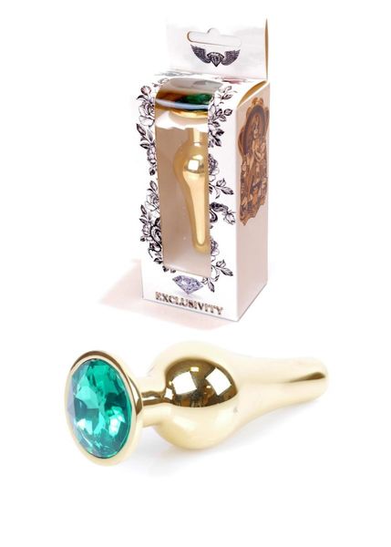 Plug-Jewellery Gold Butt Plug- Green zdjęcie 9