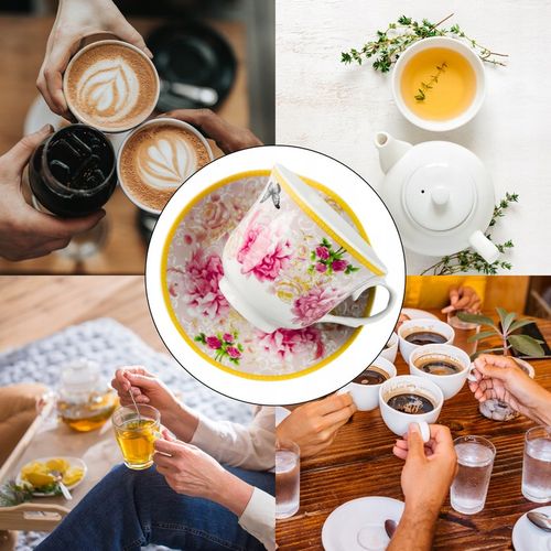 2x FILIŻANKA ZE SPODKIEM KWIATY 250ml do KAWY HERBATY FILIŻANKI DO ESPRESSO na Arena.pl