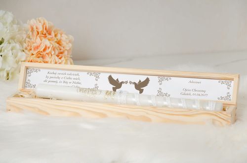 Drewniane pudełko na świecę do Chrztu Świętego PSC-3 na Arena.pl