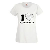 damska Koszulka kibica T-SHIRT I LOVE VOLLEYBALL